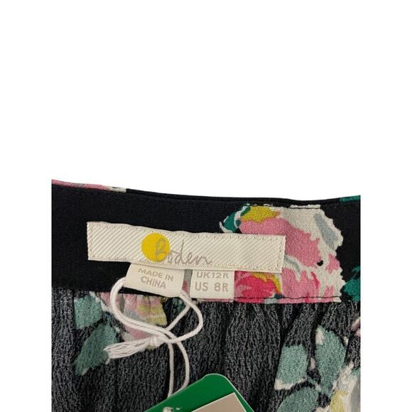 Boden Womens Dress EU 12R US 8 R Maxi Black Floral Pleated Long Sleeve D0390 NWT - Picture 5 of 14